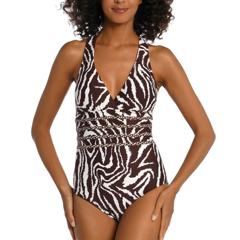 La Blanca Fierce Lines Multi-Strap Cross-Back One Piece